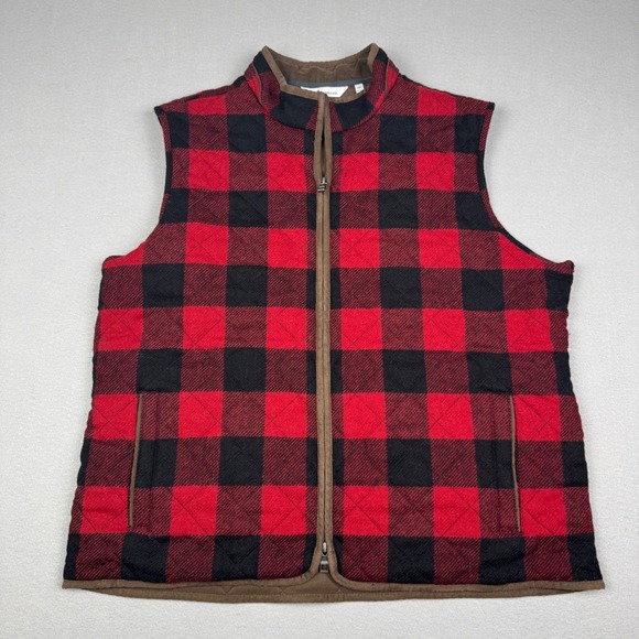 Peter Millar Other - Peter Millar Mens XXL Shetland Wool Quilted Vest Red Buffalo Plaid Fleece Lined